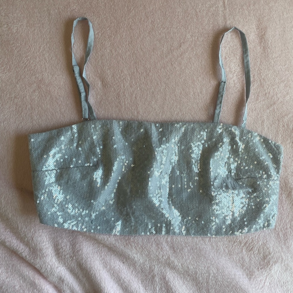 Silver sequin crop top